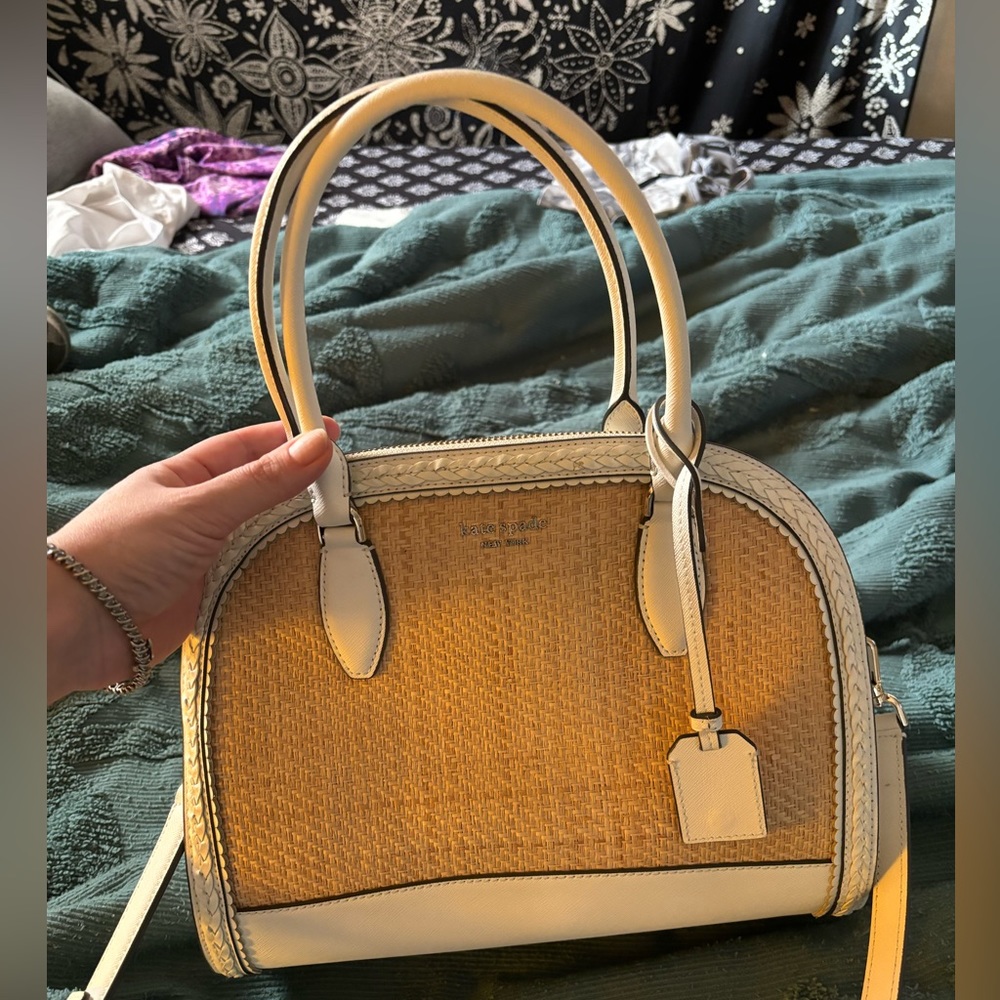 KATE SPADE pre owned summer crossbody rattan white bag